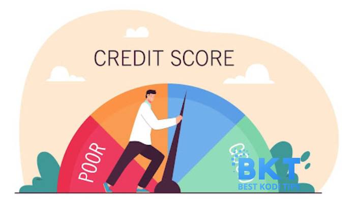a man pushing his credit score from "poor" to "good"
